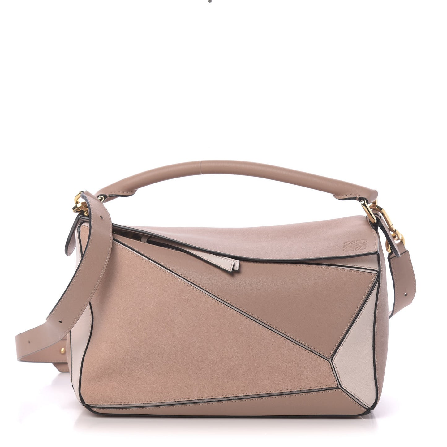 Calfskin Suede Medium Puzzle Bag Blush