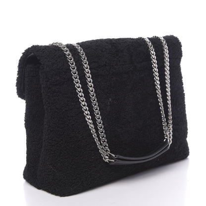 Saint Laurent Shearling Monogram Medium Loulou Shoulder Bag Black 3 of 9