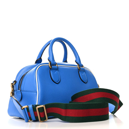 Gucci X ADIDAS Textured Dollar Calfskin Web Trefoil Logo Embossed Mini Bowling Bag Blue 3 of 10