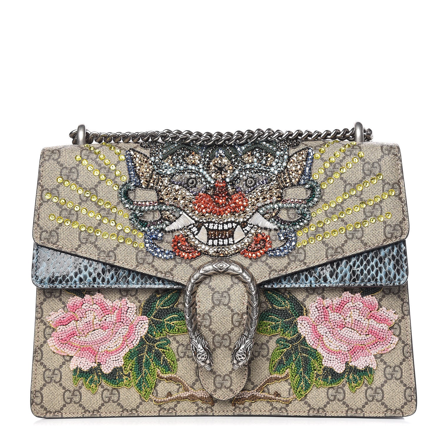 Gucci Python Gg Gucci GG Supreme Monogram Python Embroidered Medium Dionysus Shoulder ...