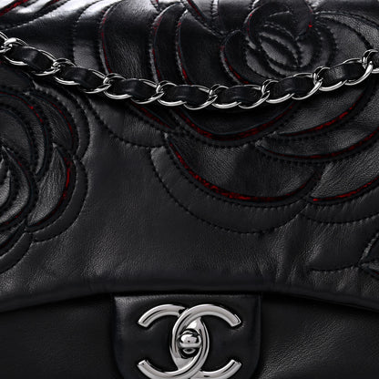 Chanel Lambskin Tweed Large Camellia Petals Flap Black 10 of 14