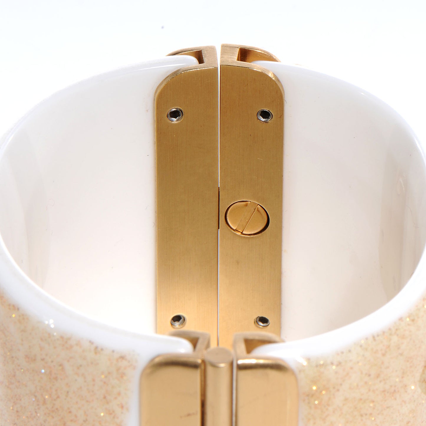 Resin Crystal CC Cuff Gold Glitter White