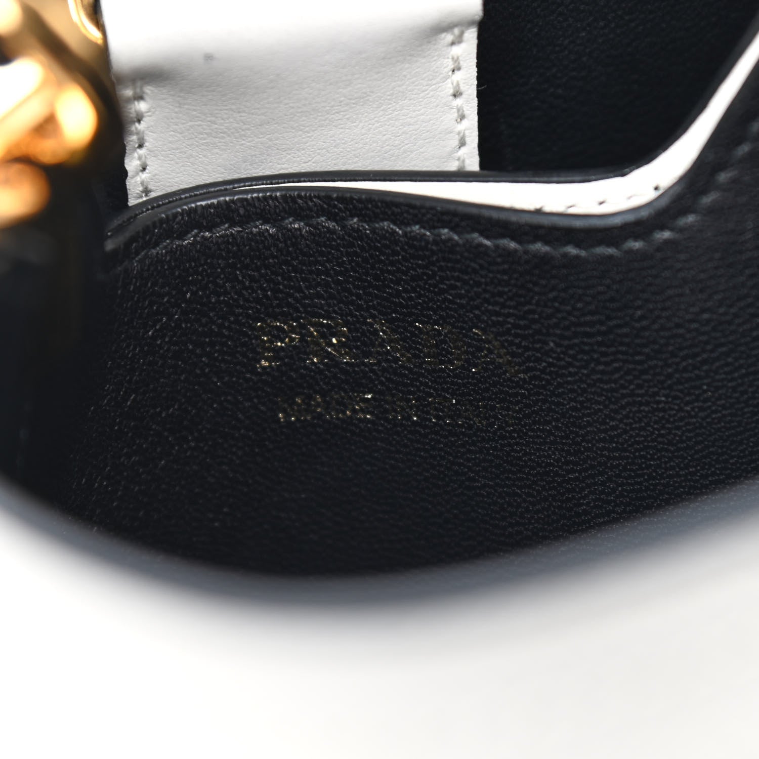 Prada Saffiano Cuir Calfskin Small Panier Bucket Bag White Black 6 of 8