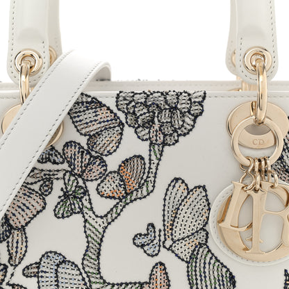 Christian Dior Calfskin Toile de Jouy Beaded Sequin Embroidered Medium Mexico Lady Dior White Multicolor 8 of 11