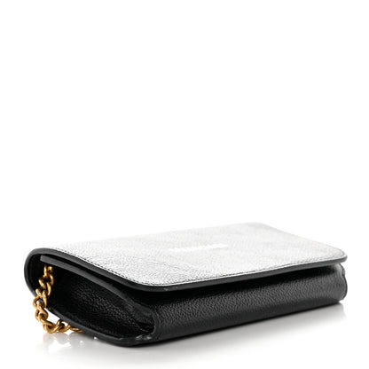Balenciaga Grained Calfskin Logo Cash Phone Holder Wallet On Chain Black White 4 of 14