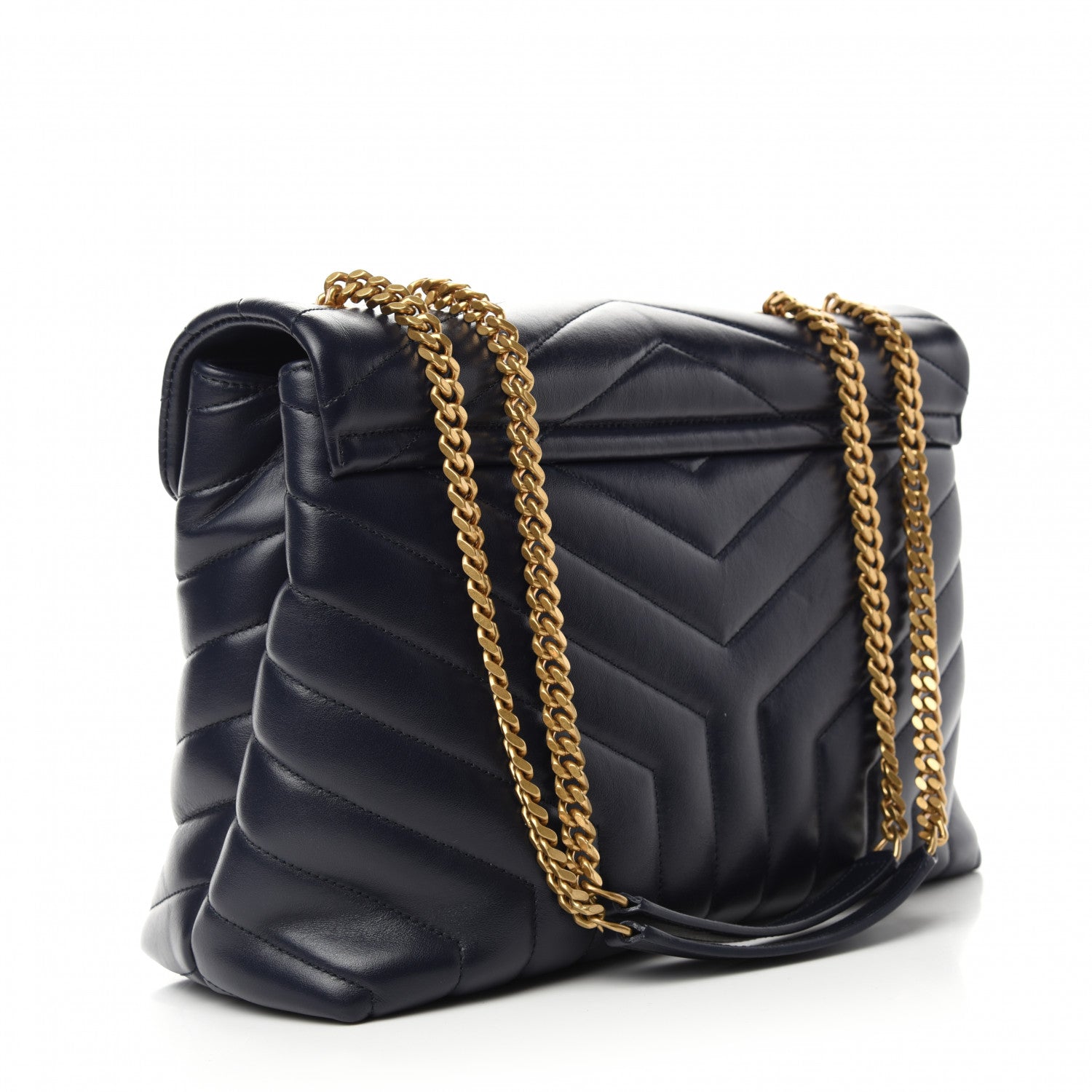 Saint Laurent Calfskin Y Quilted Monogram Medium Loulou Chain Satchel Medium Blue 3 of 11