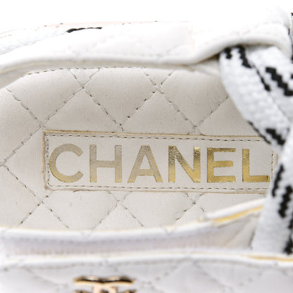 Chanel Cord Lambskin Quilted Logo Sandals 38 White Black 16 of 19