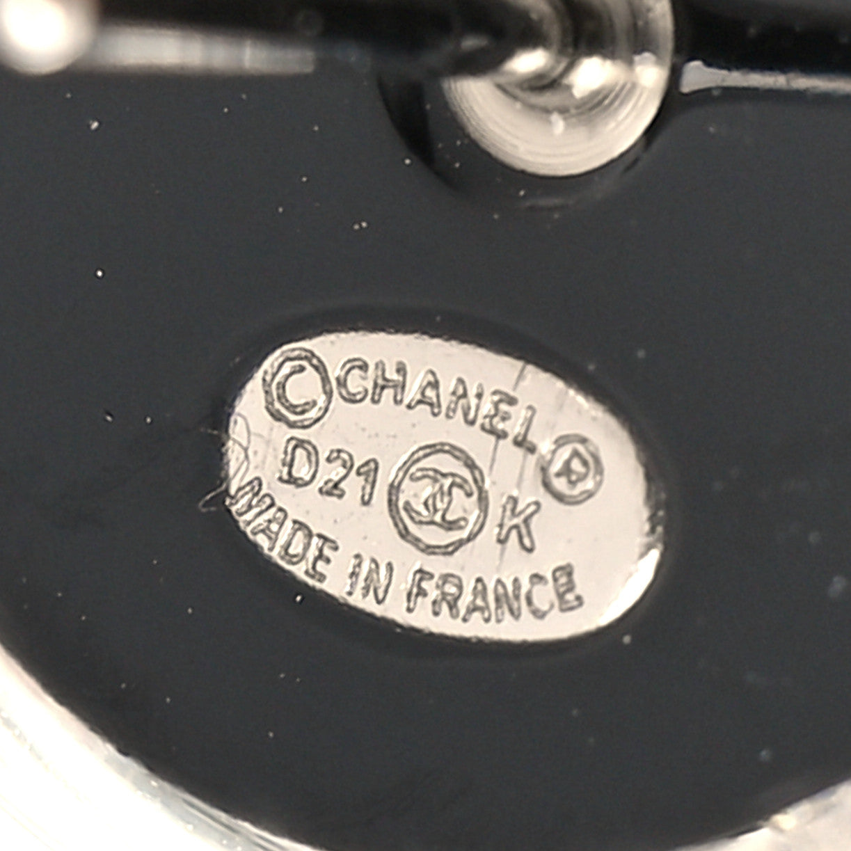 Chanel Resin Crystal CC Earrings Black Silver 4 of 5