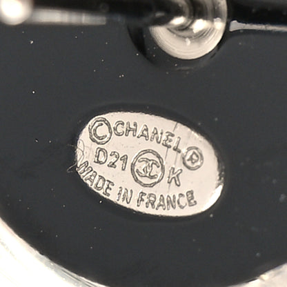 Chanel Resin Crystal CC Earrings Black Silver 4 of 5