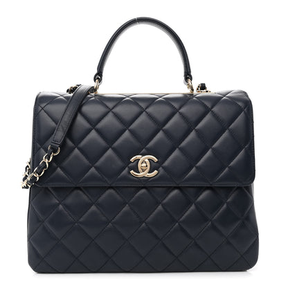 Chanel Lambskin Quilted Large Trendy CC Flap Dual Handle Bag Navy Blue 1 of 11