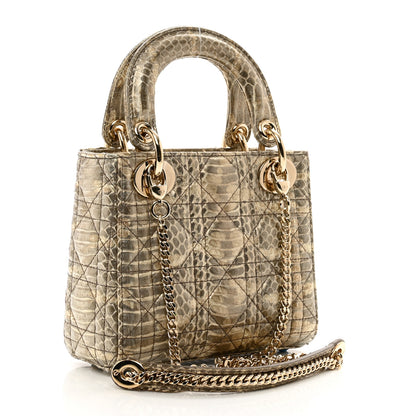 Christian Dior Snakeskin Cannage Mini Lady Dior Beige 3 of 9
