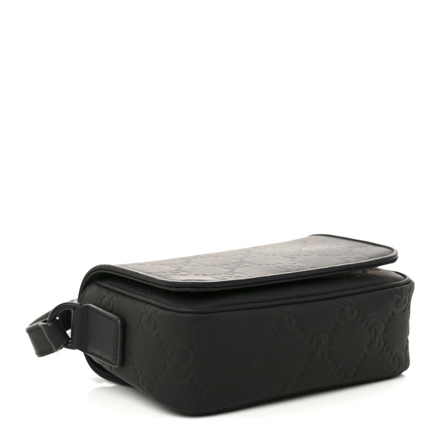 Rubber Effect Calfskin GG Mini Messenger Bag Black