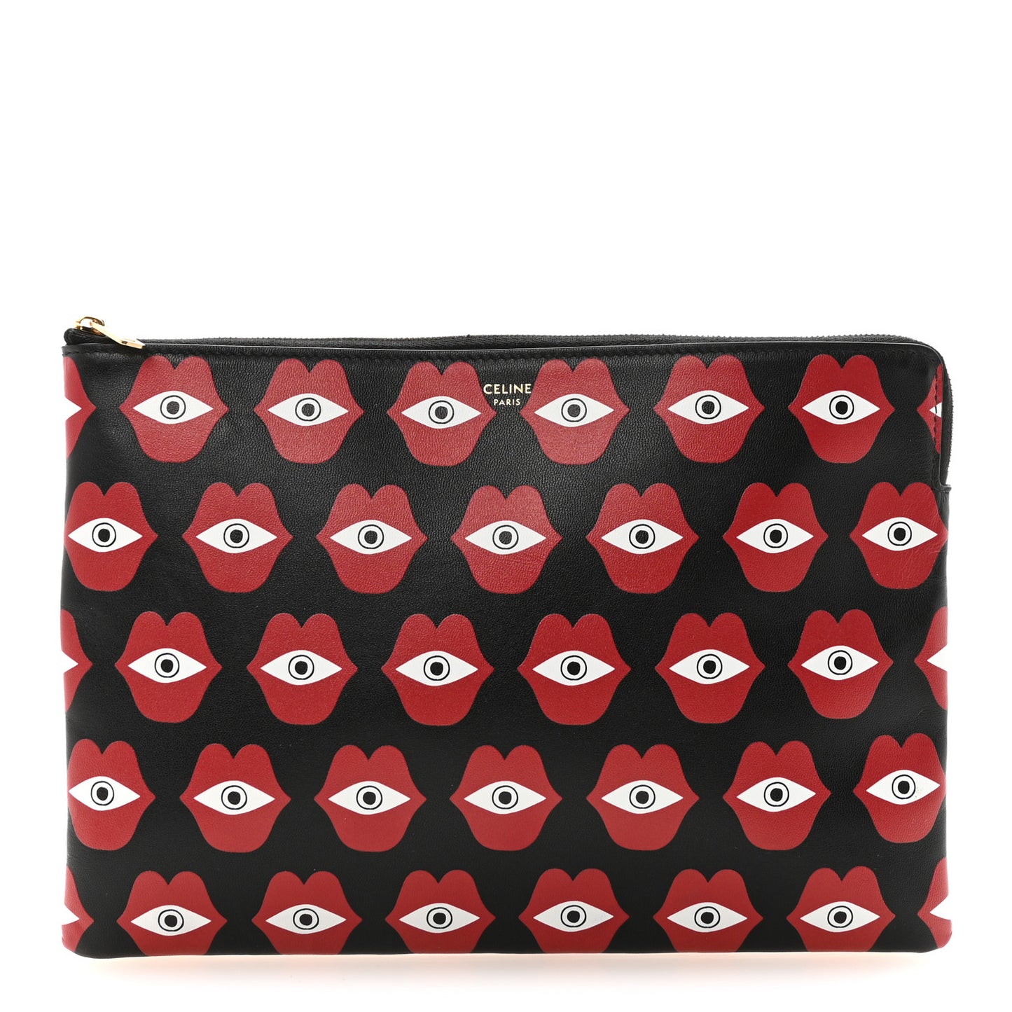 X ANNELI SANAYE HENRIKSSON Smooth Calfskin Telepathic Pouch Black Red