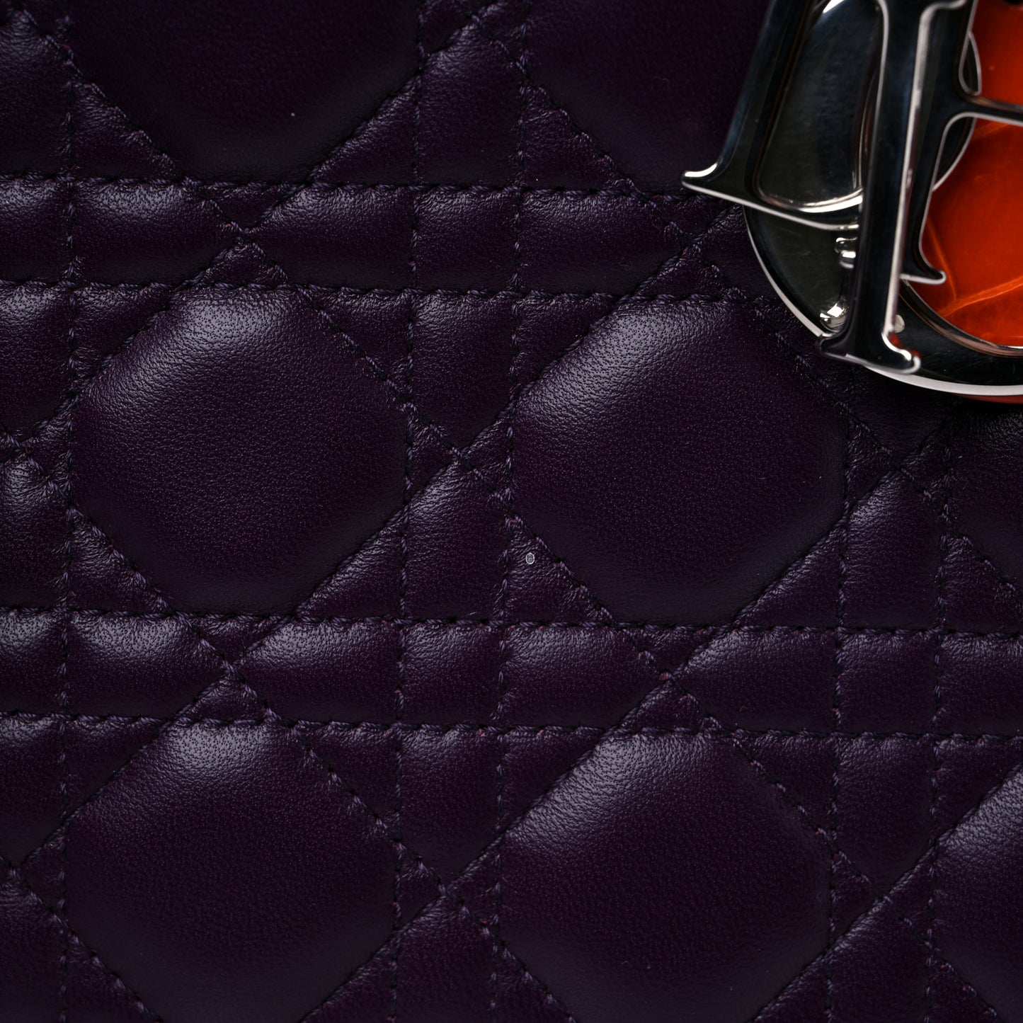 Lambskin Crocodile Medium Lady Dior Purple Orange