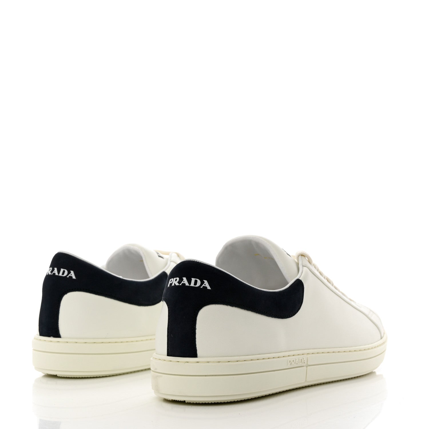 Prada Vitello Plume Mens Logo Low Top Sneakers 9.5 White Oltremare 4 of 9