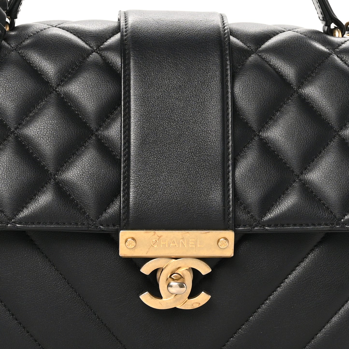 Calfskin Quilted Chevron In The City Bag Black