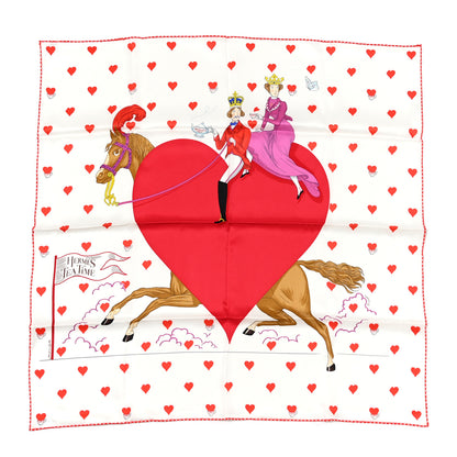Hermes Silk Tea Time Scarf 70 White FRAMBOISE Rouge 1 of 4