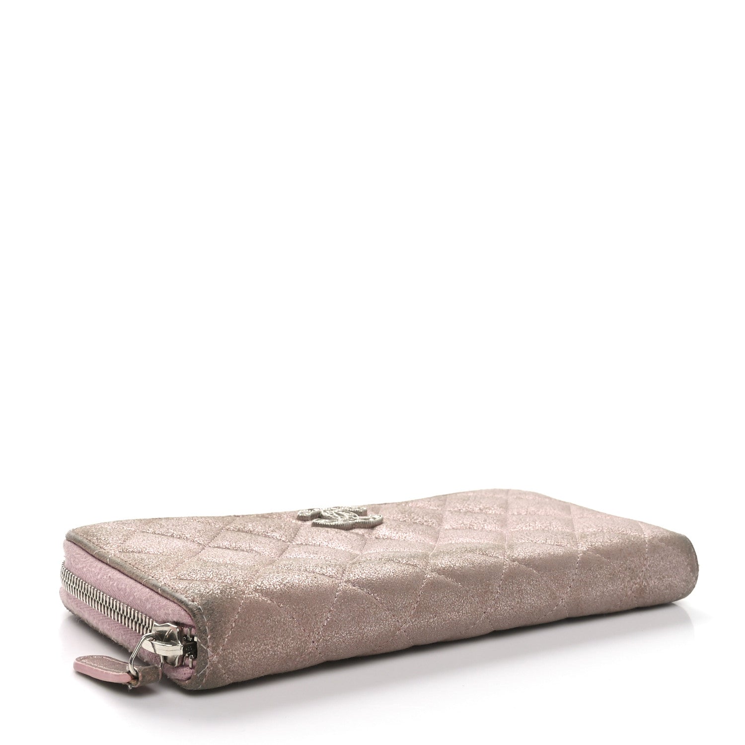 Chanel Iridescent Calfskin Quilted Large Gusset Zip Around Wallet Pink 4 of 11