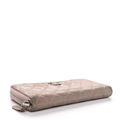 Chanel Iridescent Calfskin Quilted Large Gusset Zip Around Wallet Pink 4 of 11