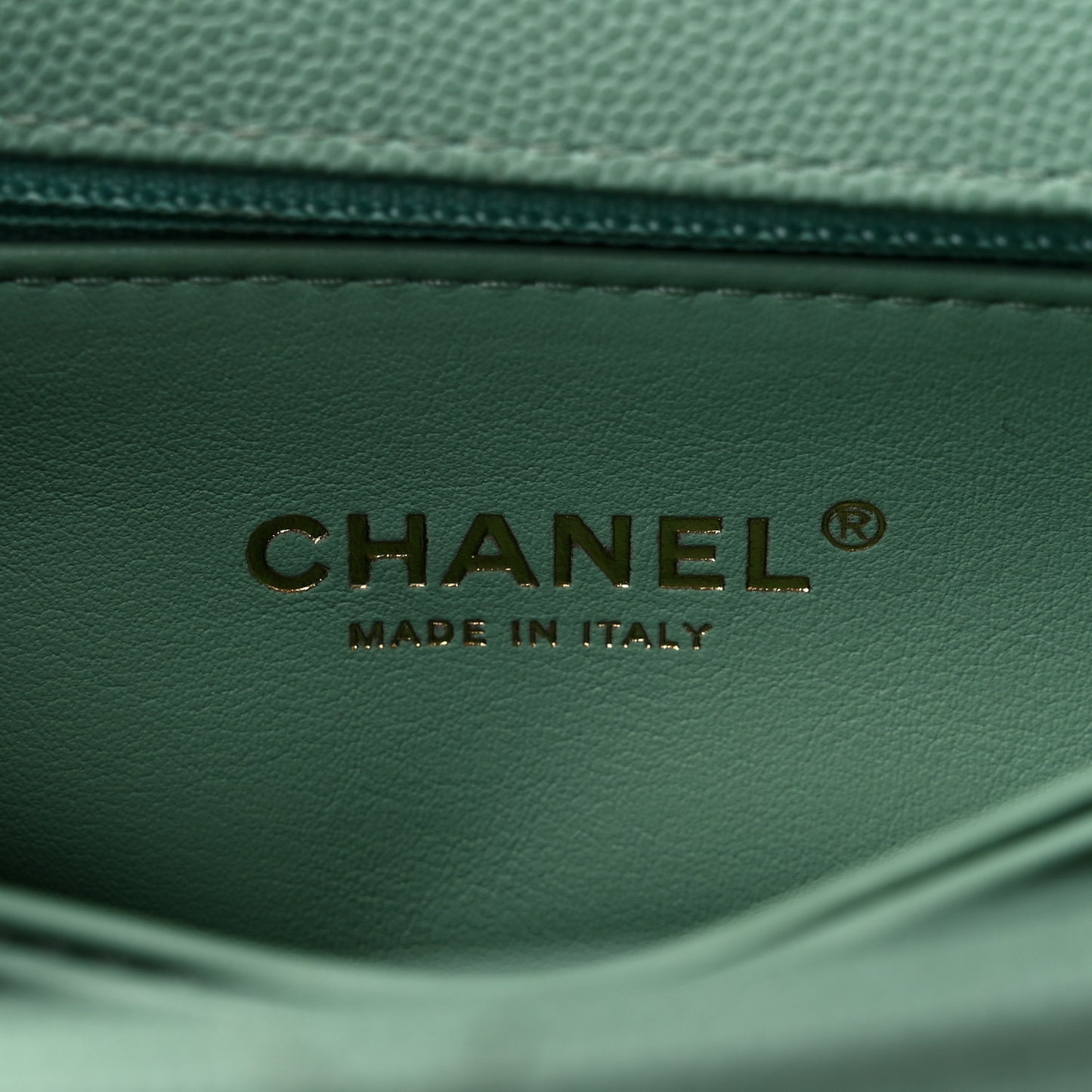 Caviar Quilted Mini Coco Chain Handle Flap Light Green