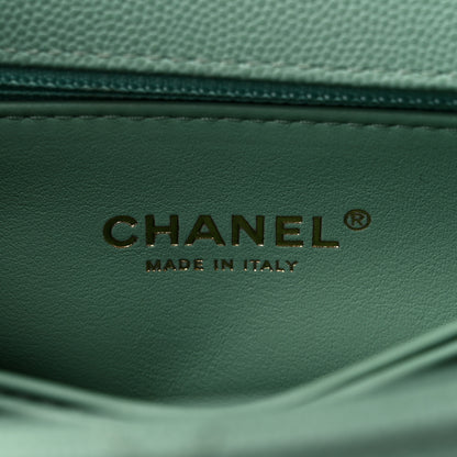 Chanel Caviar Quilted Mini Coco Chain Handle Flap Light Green 6 of 11