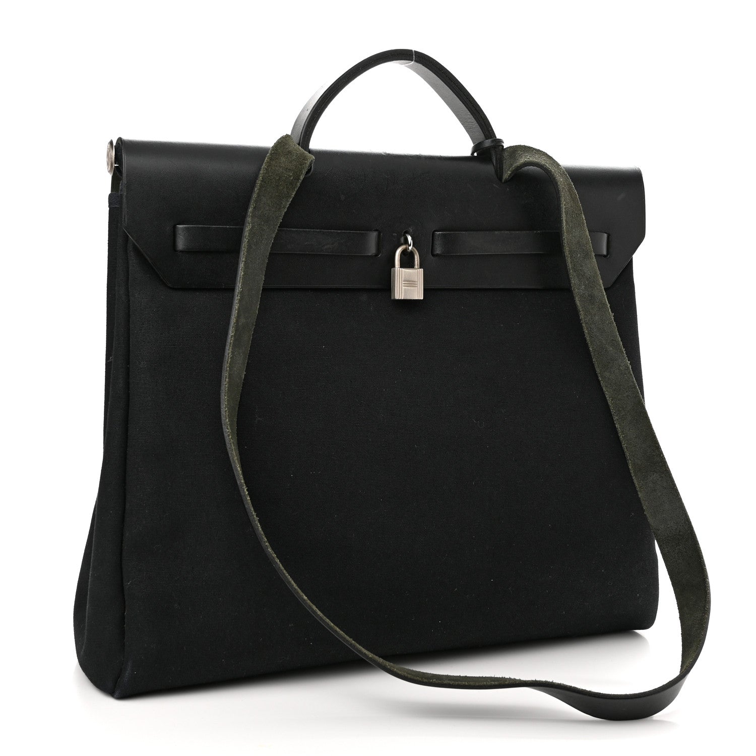 Hermes Toile Vache Calfskin Herbag 39 MM Black 4 of 16