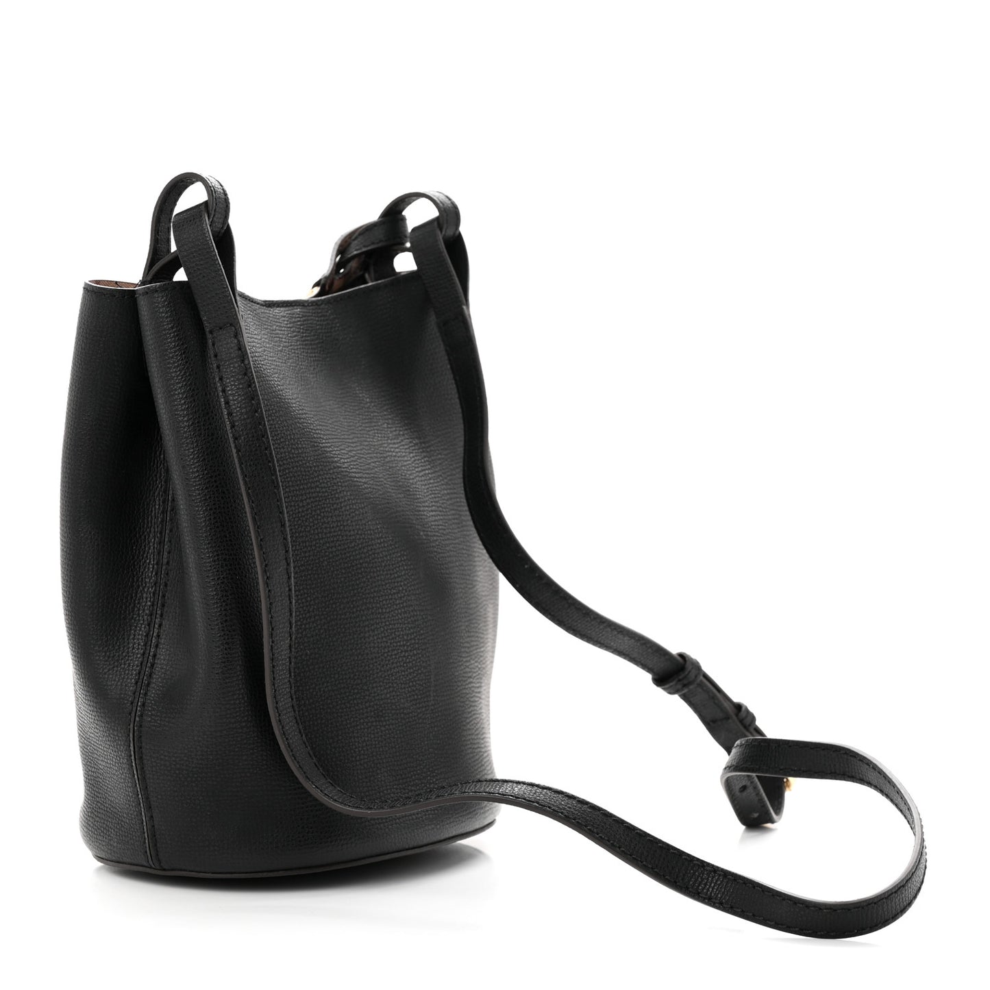 London Grainy Calfskin Small Lorne Bucket Crossbody Black