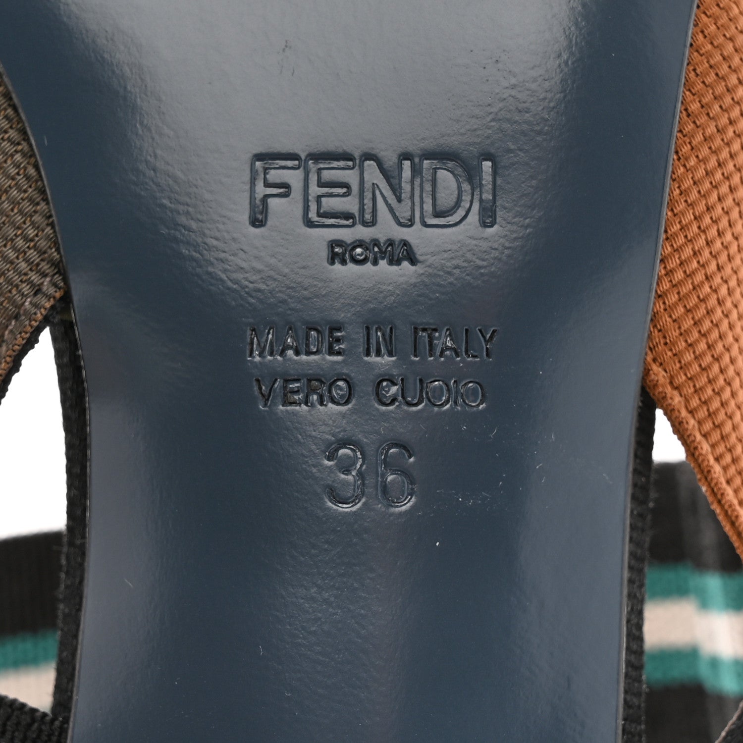 Fendi Technical Mesh Colibri 55mm Slingback Pumps 36 Black Verde Military 6 of 12
