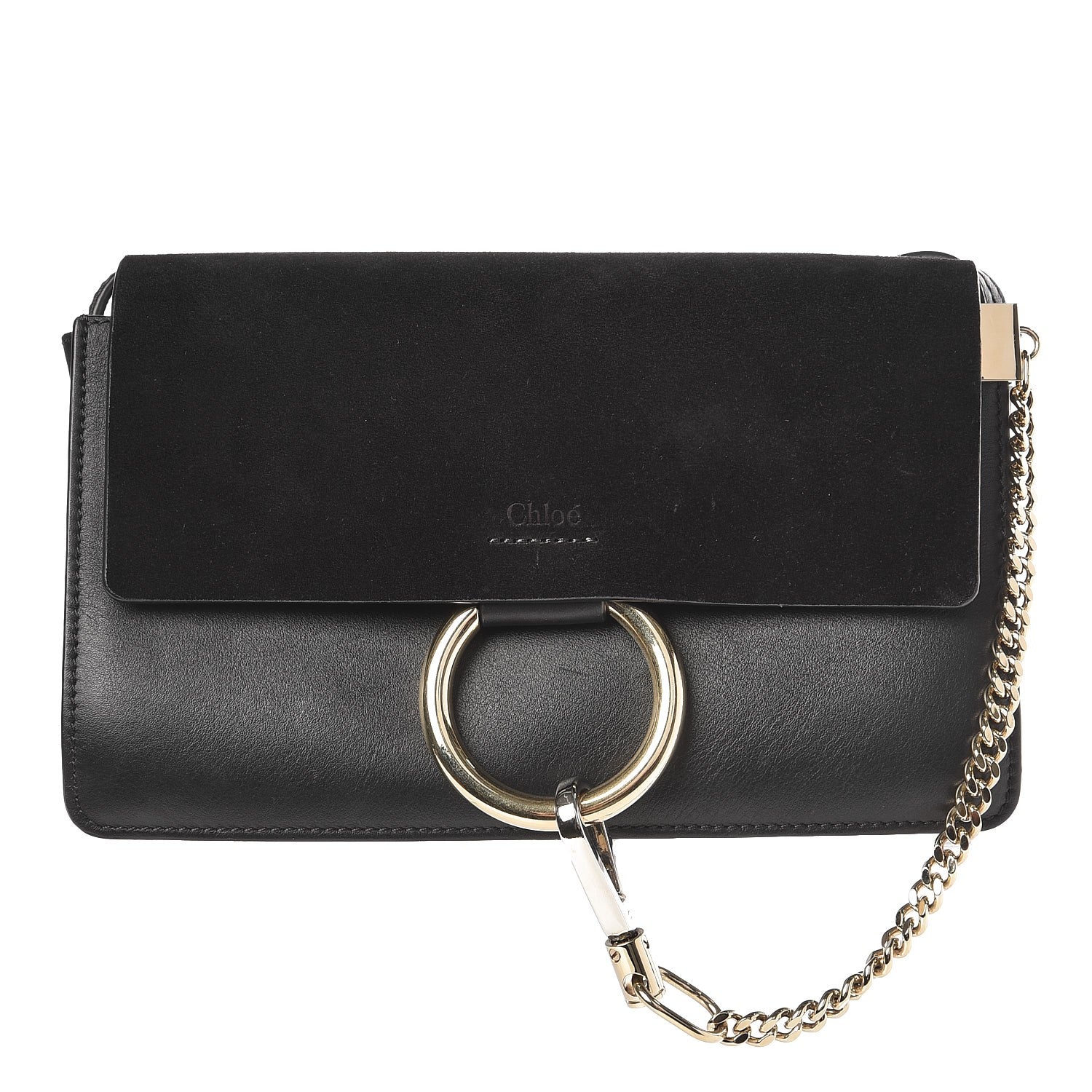 Chloe Suede Calfskin Small Faye Shoulder Bag Black 1 of 6