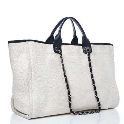 Chanel Woven Straw Raffia Extra Large Deauville Tote White Navy 4 of 17