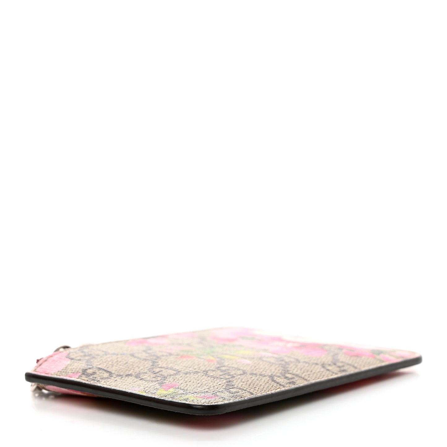 GG Supreme Monogram Blooms Key Ring Coin Case Beige Multicolor Dry Rose