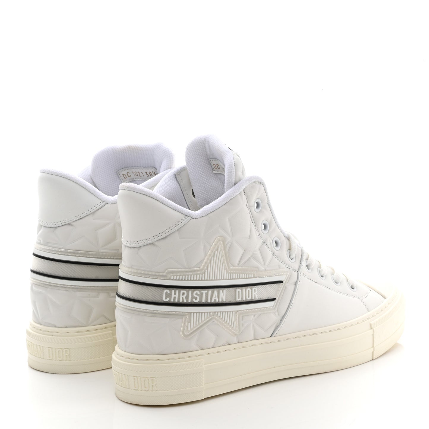 Etoile Embossed Dior High Top Sneakers 38.5 Snow White