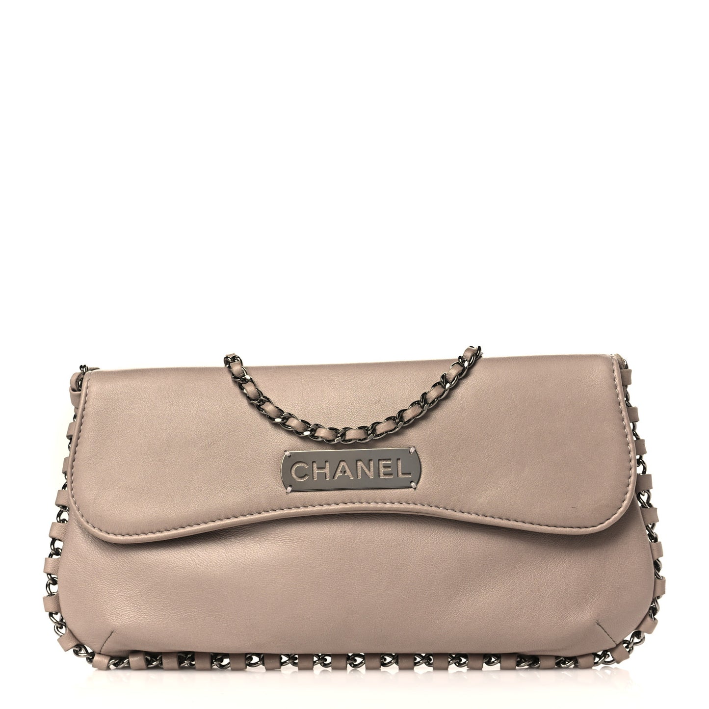 Lambskin Flat Shoulder Bag Beige