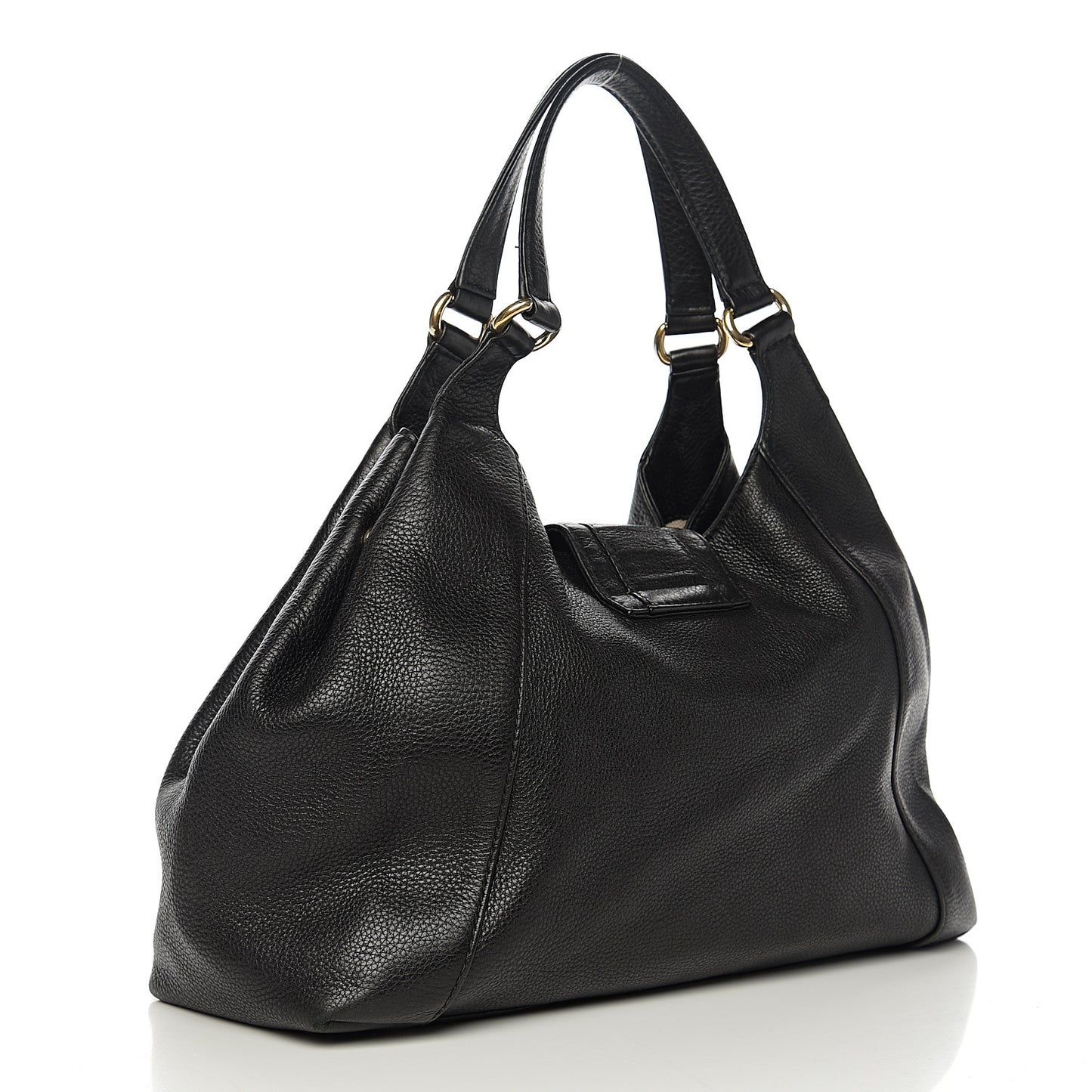 Pebbled Calfskin Medium Greenwich Shoulder Bag Black