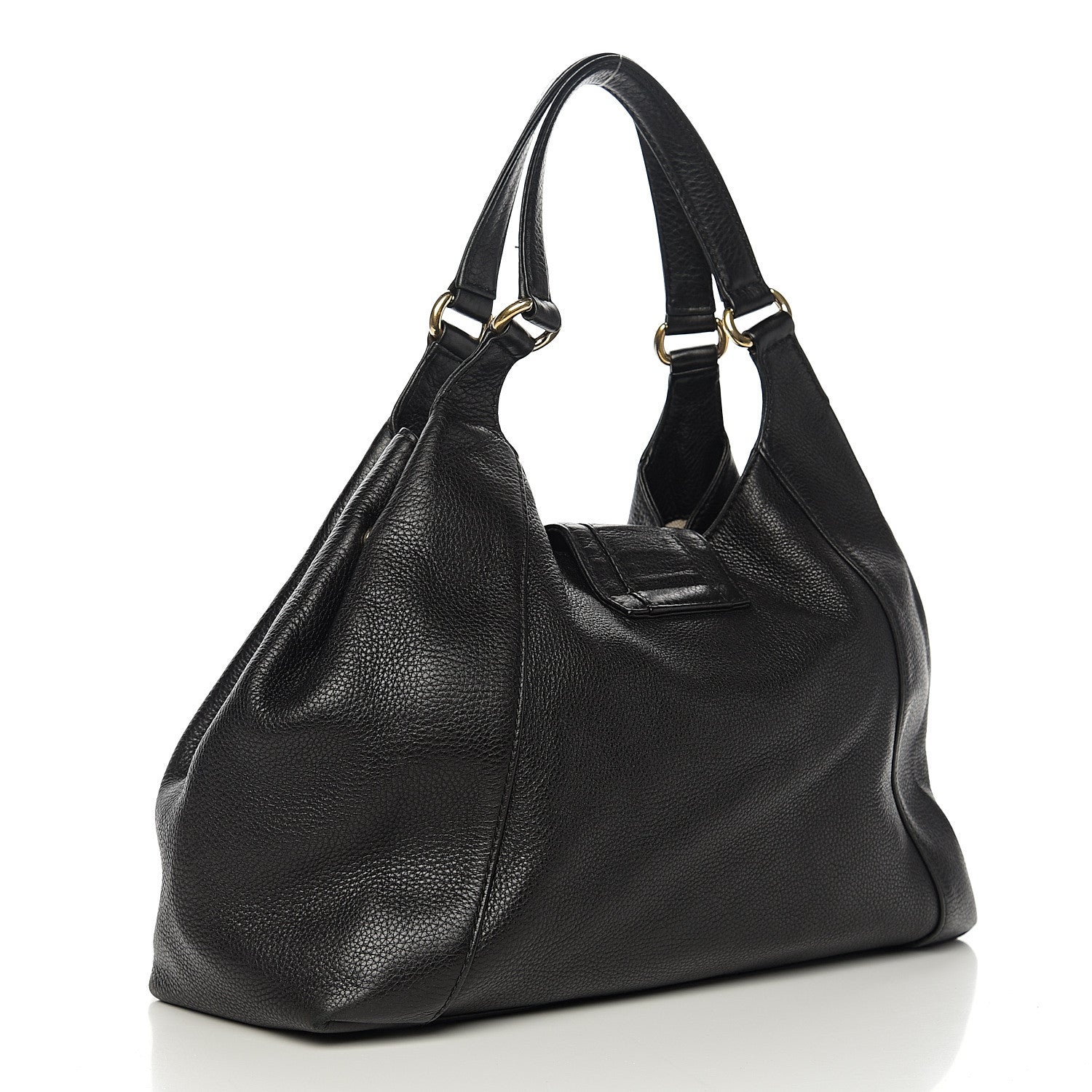 Gucci Pebbled Calfskin Medium Greenwich Shoulder Bag Black 2 of 10