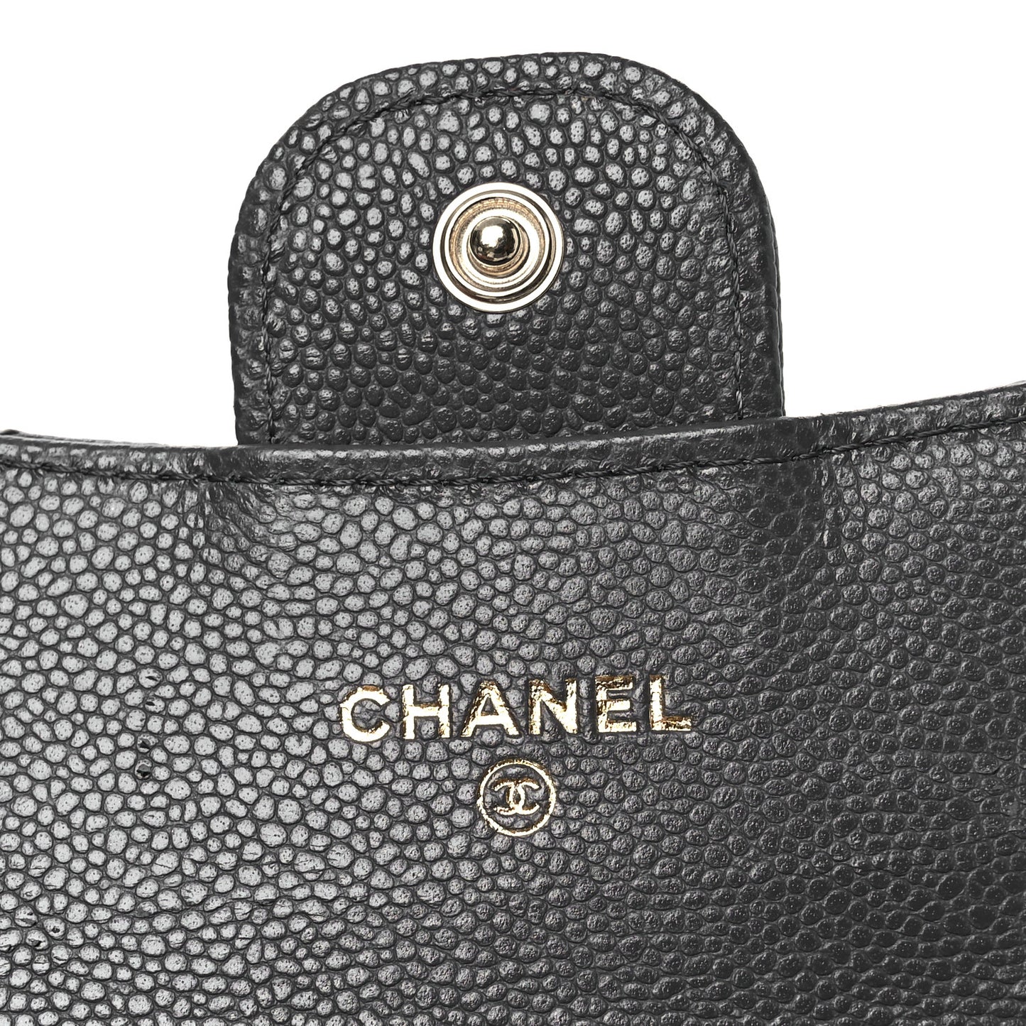 Caviar Quilted Flap Card Holder Wallet Dark Grey