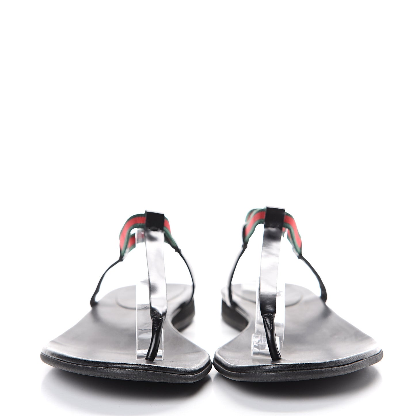 Calfskin Web Thong Sandals 39 Black