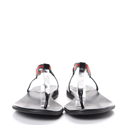 Gucci Calfskin Web Thong Sandals 39 Black 2 of 11