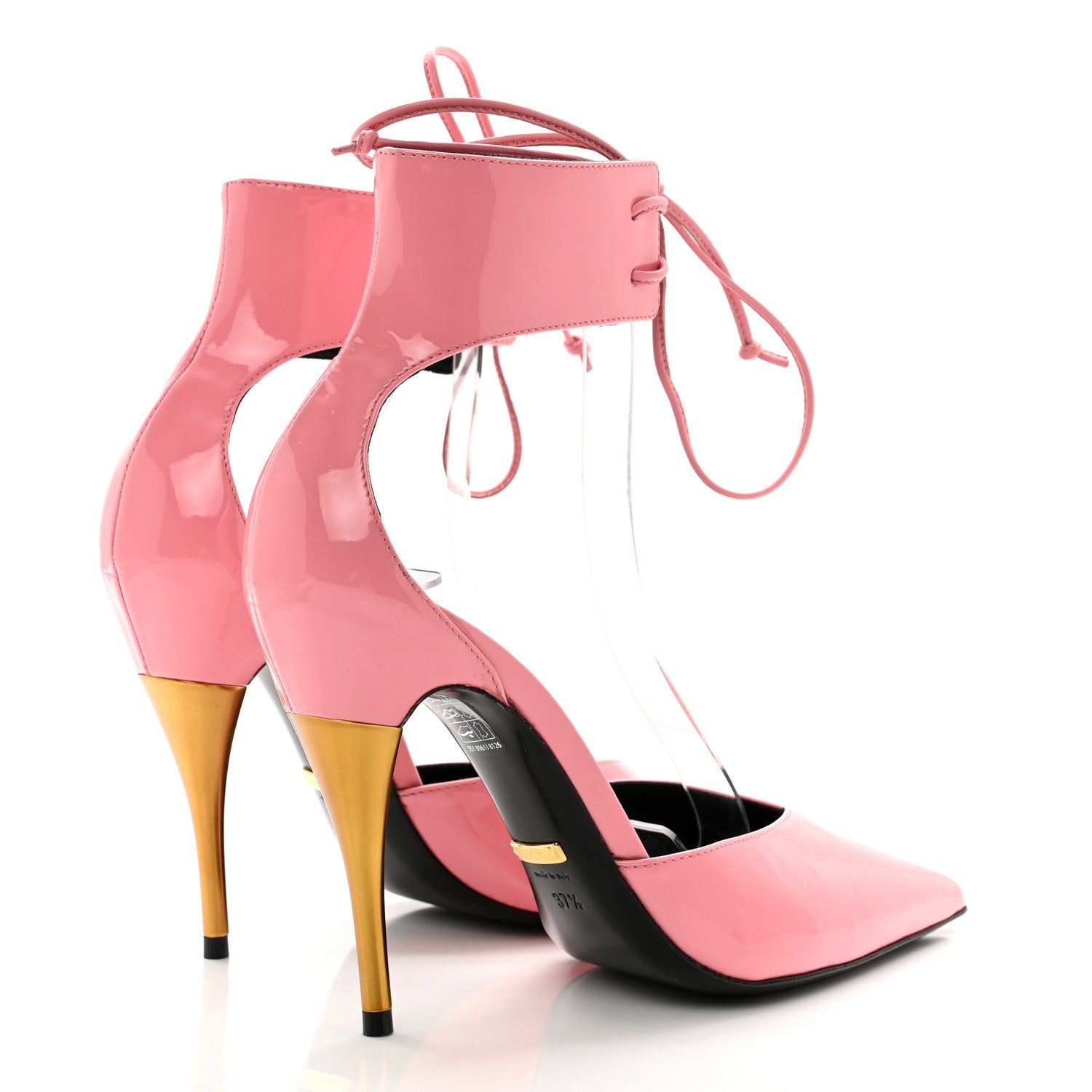 Gucci Vitello Vernice Soft Nappa Priscilla Ankle Cuff Pumps 37.5 Butterfly Pink 4 of 9