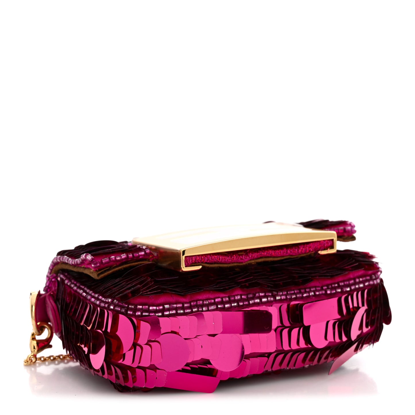 Sequin Paillettes Shiny Nappa Sex and the City Nano Maxi Buckle Baguette Charm Ciclamino Pilar