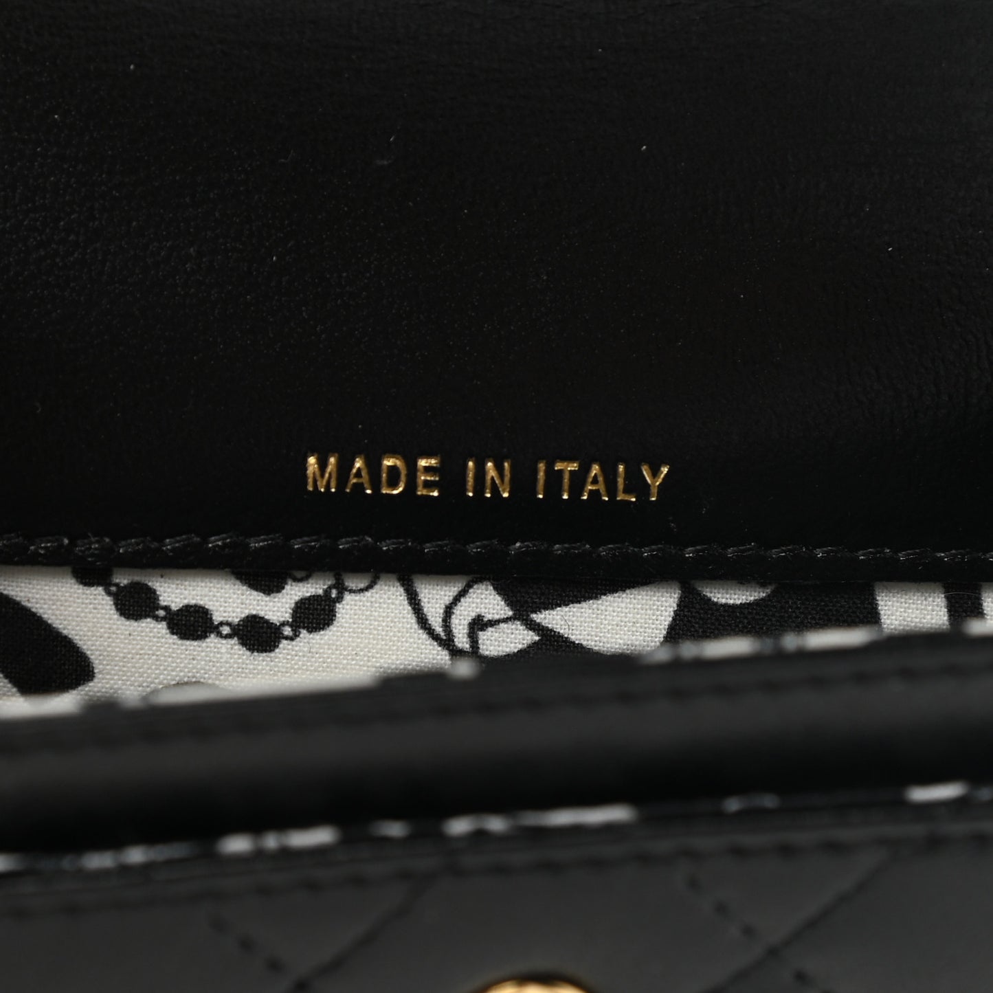 Lambskin Quilted Flap Card Holder Black