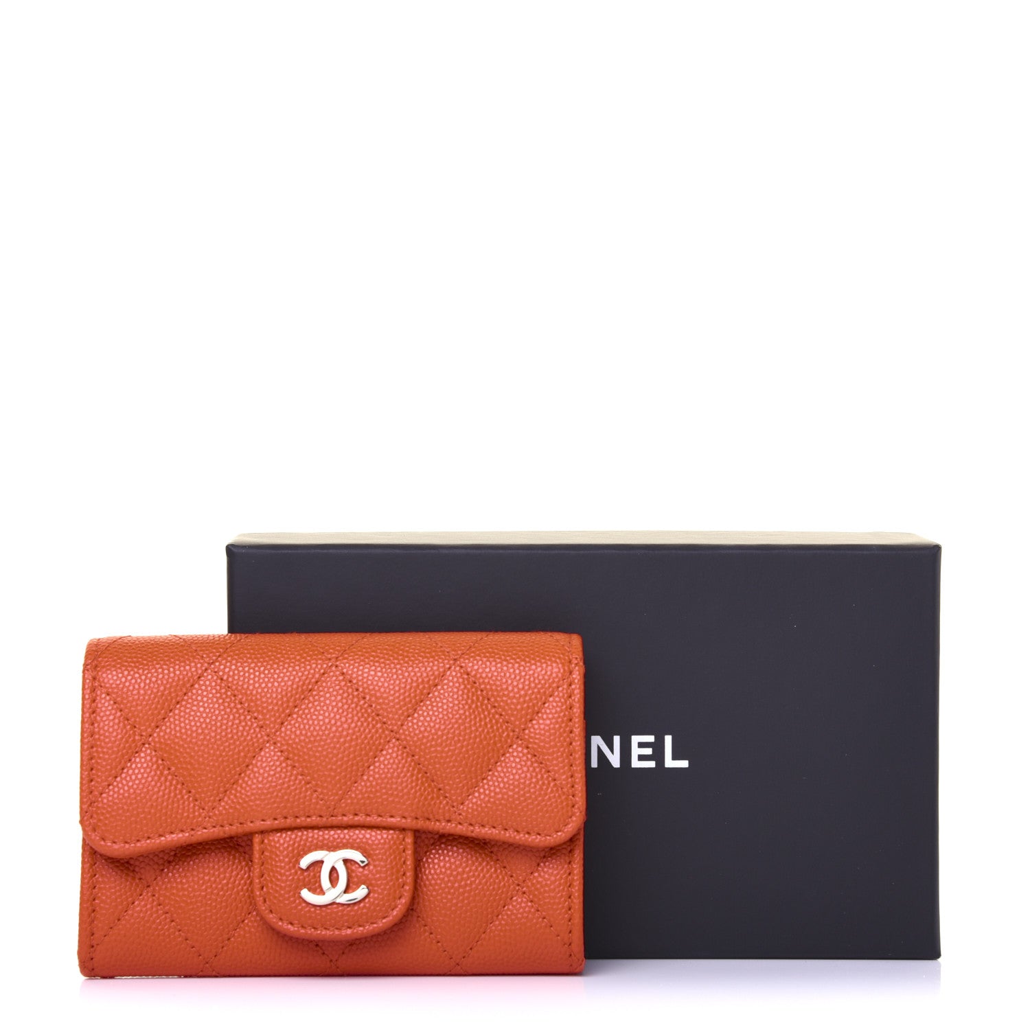 Chanel Caviar Quilted Flap Card Holder Orange 11 of 11