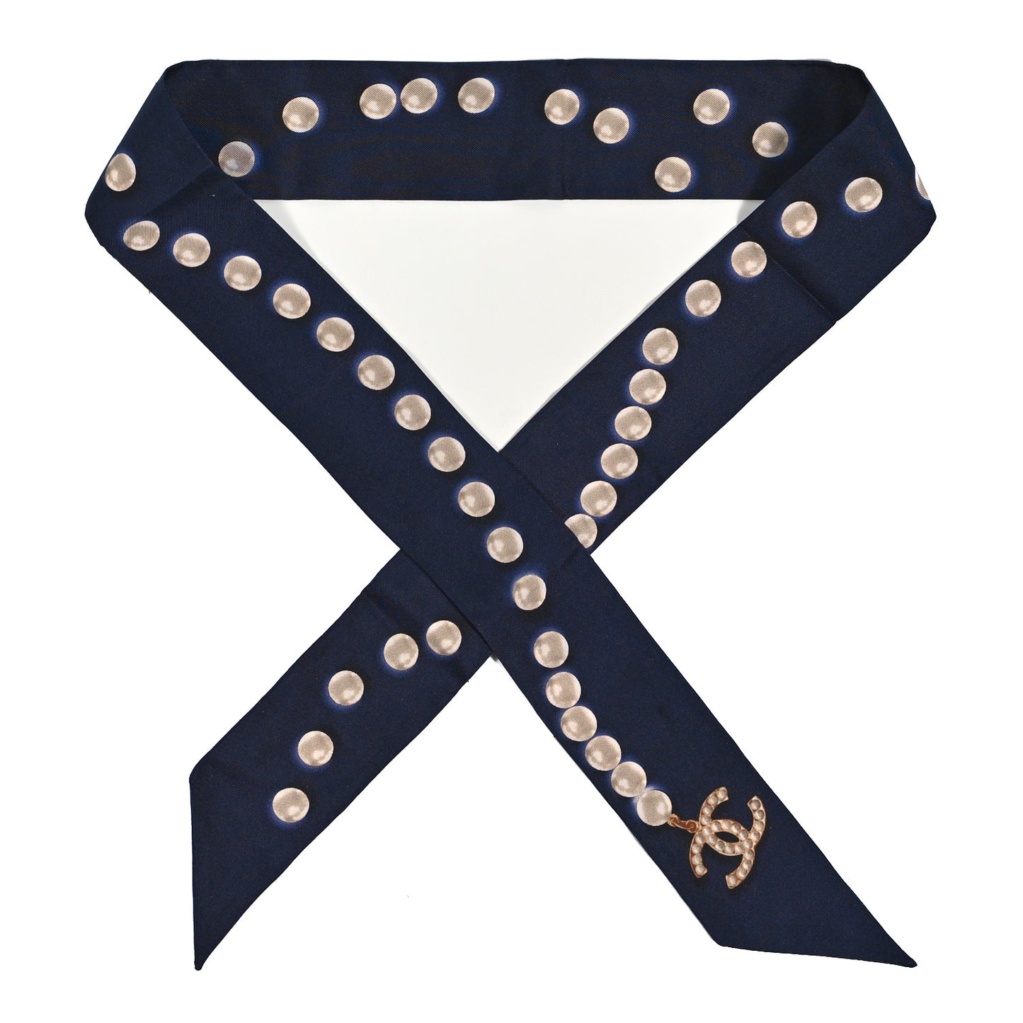 Silk Pearl CC Slim Bandeau Scarf Dark Navy