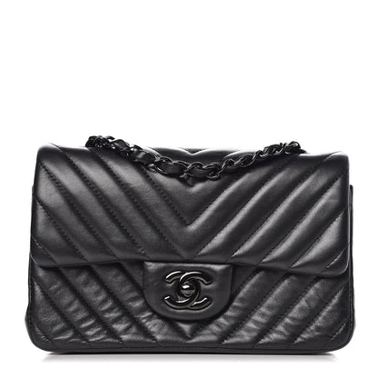 Chanel Lambskin Chevron Quilted Mini Rectangular Flap So Black 1 of 9
