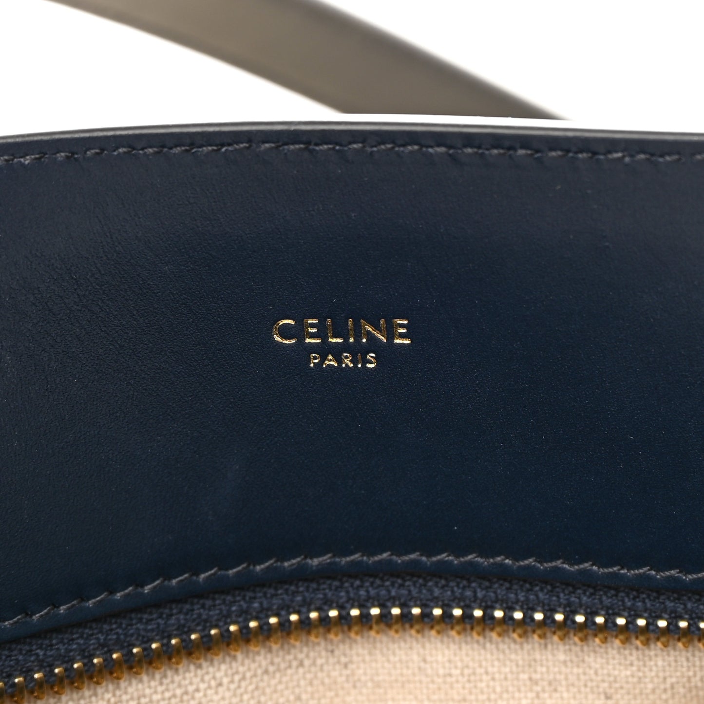 Canvas Calfskin Small Vertical Cabas Vanilla Navy