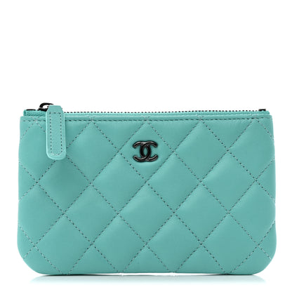 Chanel Lambskin Quilted Small Cosmetic Case Turquoise 1 of 8