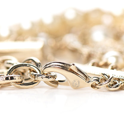 Chanel Metal Pearl Multistrand Chain CC Bracelet Gold 3 of 4