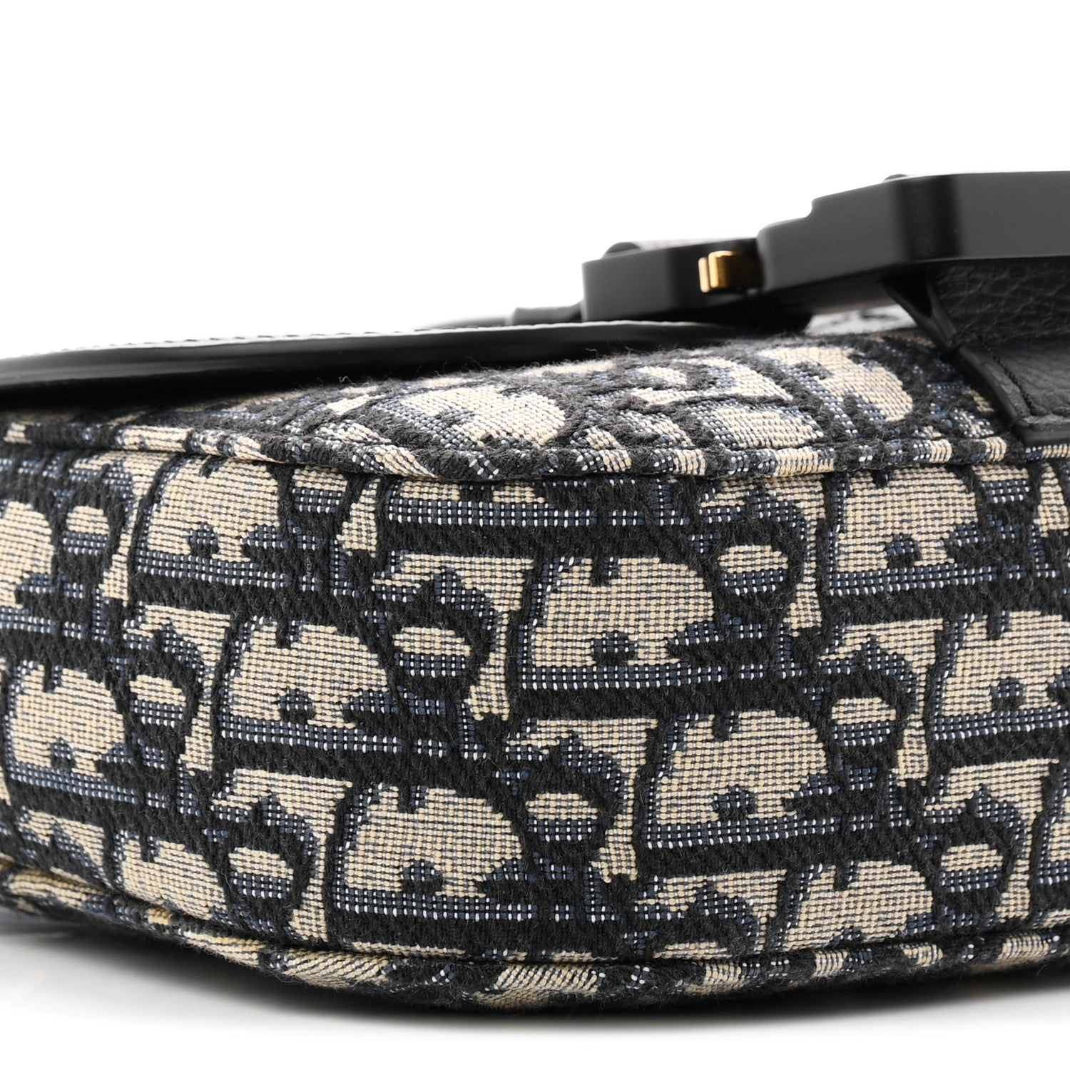 Christian Dior Grained Calfskin Oblique Mini Saddle Messenger Bag With Flap Beige Black 9 of 11