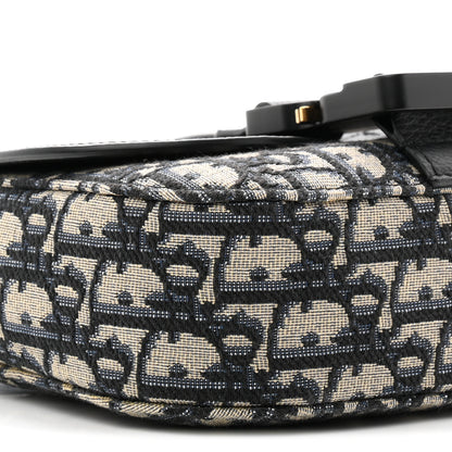 Christian Dior Grained Calfskin Oblique Mini Saddle Messenger Bag With Flap Beige Black 9 of 11