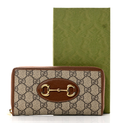 Gucci GG Supreme Monogram Azalea Calfskin Horsebit 1955 Zip Around Wallet Beige Ebony Brown Sugar 8 of 10